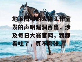 地下圈子的大佬工作室发的声明漏洞百出，涉及每日大赛官网，我都看吐了，真不夸张。