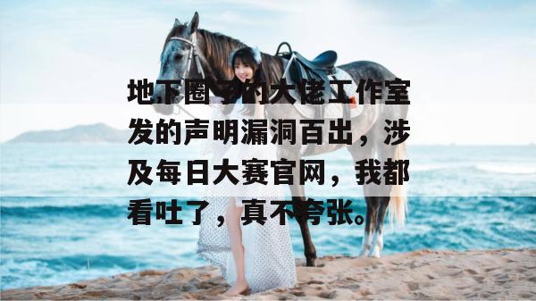 地下圈子的大佬工作室发的声明漏洞百出，涉及每日大赛官网，我都看吐了，真不夸张。  第1张
